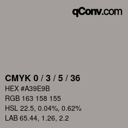 カラーコード: CMYK 0 / 3 / 5 / 36 | qconv.com