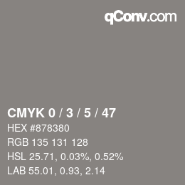 Color code: CMYK 0 / 3 / 5 / 47 | qconv.com