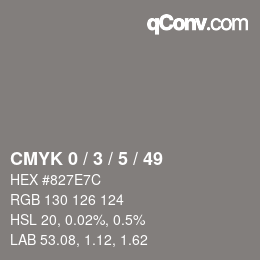 カラーコード: CMYK 0 / 3 / 5 / 49 | qconv.com