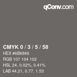 Código de color: CMYK 0 / 3 / 5 / 58 | qconv.com