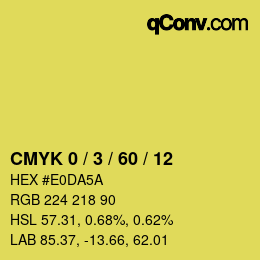 カラーコード: CMYK 0 / 3 / 60 / 12 | qconv.com