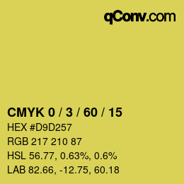 カラーコード: CMYK 0 / 3 / 60 / 15 | qconv.com
