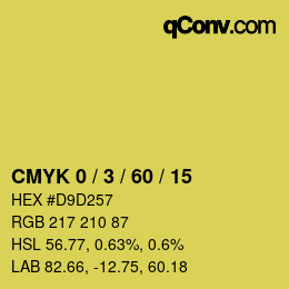 Farbcode: CMYK 0 / 3 / 60 / 15 | qconv.com