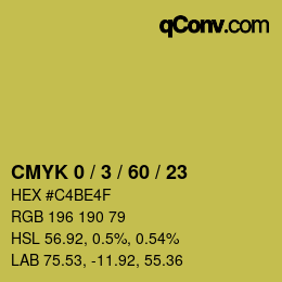 Farbcode: CMYK 0 / 3 / 60 / 23 | qconv.com