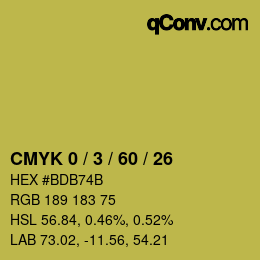 カラーコード: CMYK 0 / 3 / 60 / 26 | qconv.com