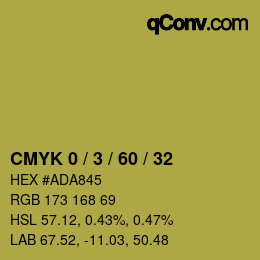 カラーコード: CMYK 0 / 3 / 60 / 32 | qconv.com