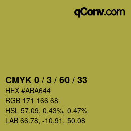カラーコード: CMYK 0 / 3 / 60 / 33 | qconv.com