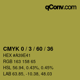 カラーコード: CMYK 0 / 3 / 60 / 36 | qconv.com
