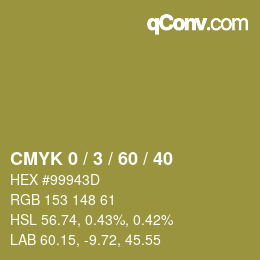 カラーコード: CMYK 0 / 3 / 60 / 40 | qconv.com