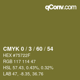 カラーコード: CMYK 0 / 3 / 60 / 54 | qconv.com