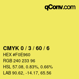 颜色代码: CMYK 0 / 3 / 60 / 6 | qconv.com