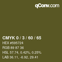 カラーコード: CMYK 0 / 3 / 60 / 65 | qconv.com