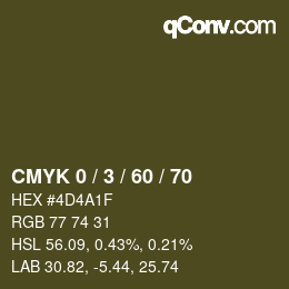 カラーコード: CMYK 0 / 3 / 60 / 70 | qconv.com
