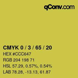 カラーコード: CMYK 0 / 3 / 65 / 20 | qconv.com