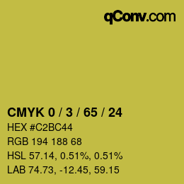 カラーコード: CMYK 0 / 3 / 65 / 24 | qconv.com