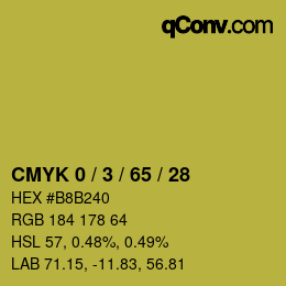 カラーコード: CMYK 0 / 3 / 65 / 28 | qconv.com