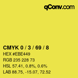 颜色代码: CMYK 0 / 3 / 69 / 8 | qconv.com