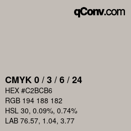 カラーコード: CMYK 0 / 3 / 6 / 24 | qconv.com