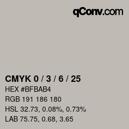 颜色代码: CMYK 0 / 3 / 6 / 25 | qconv.com