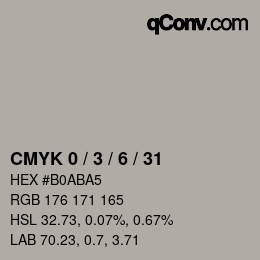 カラーコード: CMYK 0 / 3 / 6 / 31 | qconv.com