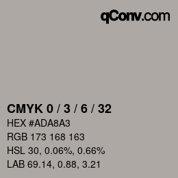 カラーコード: CMYK 0 / 3 / 6 / 32 | qconv.com