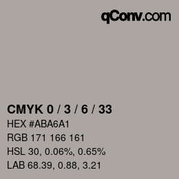 カラーコード: CMYK 0 / 3 / 6 / 33 | qconv.com