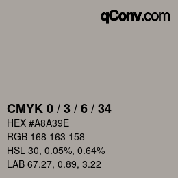カラーコード: CMYK 0 / 3 / 6 / 34 | qconv.com
