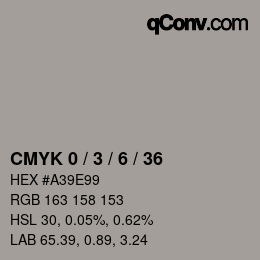 颜色代码: CMYK 0 / 3 / 6 / 36 | qconv.com