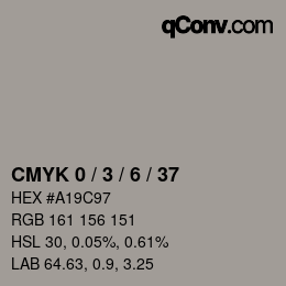Farbcode: CMYK 0 / 3 / 6 / 37 | qconv.com