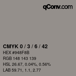颜色代码: CMYK 0 / 3 / 6 / 42 | qconv.com
