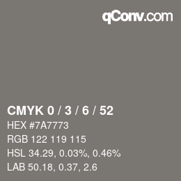 Color code: CMYK 0 / 3 / 6 / 52 | qconv.com