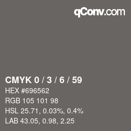 カラーコード: CMYK 0 / 3 / 6 / 59 | qconv.com