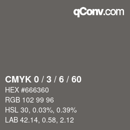 颜色代码: CMYK 0 / 3 / 6 / 60 | qconv.com