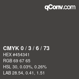 Farbcode: CMYK 0 / 3 / 6 / 73 | qconv.com