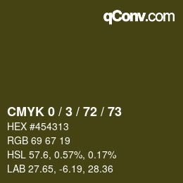 Color code: CMYK 0 / 3 / 72 / 73 | qconv.com