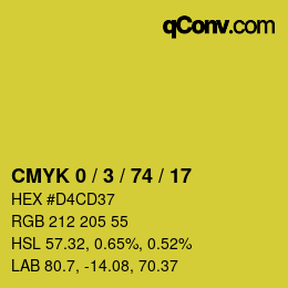 カラーコード: CMYK 0 / 3 / 74 / 17 | qconv.com