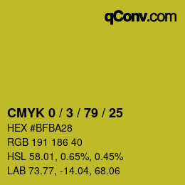 カラーコード: CMYK 0 / 3 / 79 / 25 | qconv.com