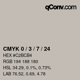 颜色代码: CMYK 0 / 3 / 7 / 24 | qconv.com
