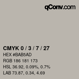 カラーコード: CMYK 0 / 3 / 7 / 27 | qconv.com