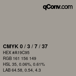 カラーコード: CMYK 0 / 3 / 7 / 37 | qconv.com