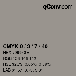 カラーコード: CMYK 0 / 3 / 7 / 40 | qconv.com