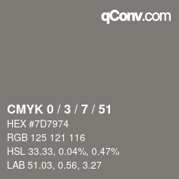 Color code: CMYK 0 / 3 / 7 / 51 | qconv.com