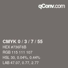 颜色代码: CMYK 0 / 3 / 7 / 55 | qconv.com