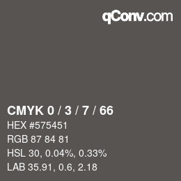 Código de color: CMYK 0 / 3 / 7 / 66 | qconv.com