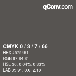 カラーコード: CMYK 0 / 3 / 7 / 66 | qconv.com