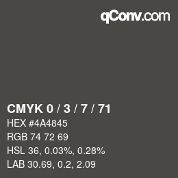 颜色代码: CMYK 0 / 3 / 7 / 71 | qconv.com