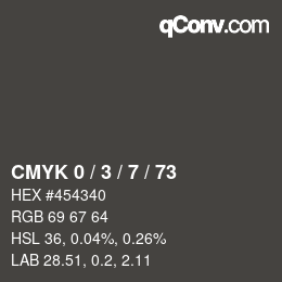 Código de color: CMYK 0 / 3 / 7 / 73 | qconv.com