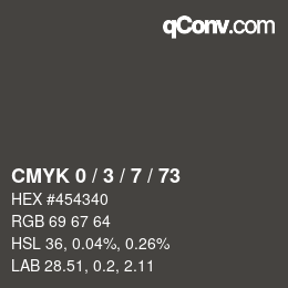 カラーコード: CMYK 0 / 3 / 7 / 73 | qconv.com