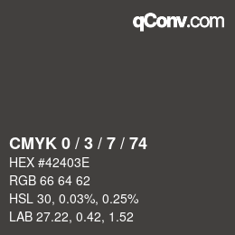Farbcode: CMYK 0 / 3 / 7 / 74 | qconv.com