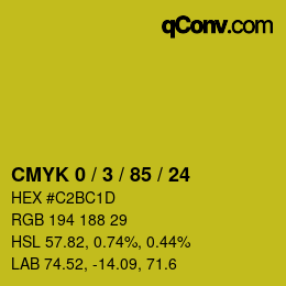 カラーコード: CMYK 0 / 3 / 85 / 24 | qconv.com